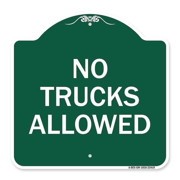 Signmission Parking Lot Sign No Trucks Allowed, Green & White Aluminum Sign, 18" x 18", GW-1818-23419 A-DES-GW-1818-23419 - main